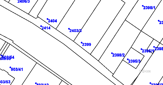 Parcela st. 2399 v KÚ Mutěnice, Katastrální mapa