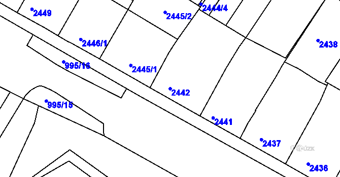 Parcela st. 2442 v KÚ Mutěnice, Katastrální mapa