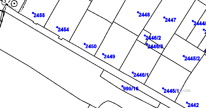 Parcela st. 2449 v KÚ Mutěnice, Katastrální mapa