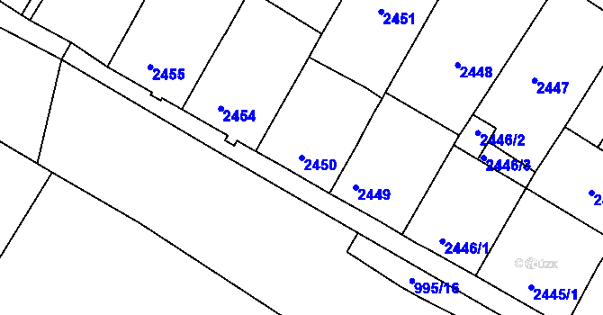 Parcela st. 2450 v KÚ Mutěnice, Katastrální mapa