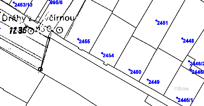 Parcela st. 2454 v KÚ Mutěnice, Katastrální mapa