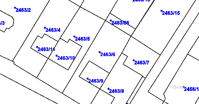 Parcela st. 2463/6 v KÚ Mutěnice, Katastrální mapa