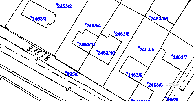 Parcela st. 2463/10 v KÚ Mutěnice, Katastrální mapa