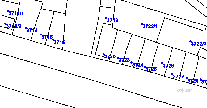 Parcela st. 3720 v KÚ Mutěnice, Katastrální mapa