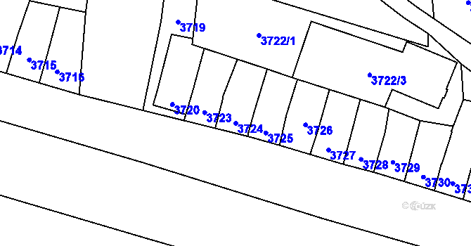 Parcela st. 3724 v KÚ Mutěnice, Katastrální mapa