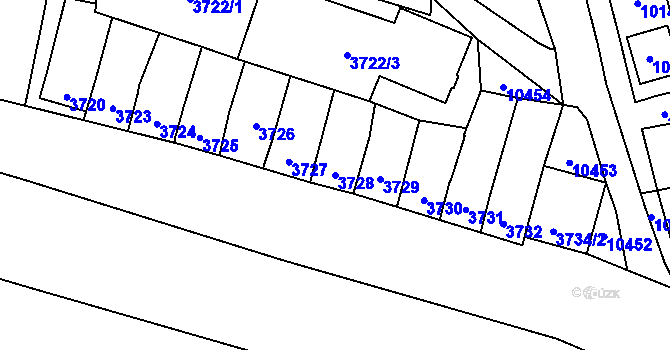 Parcela st. 3728 v KÚ Mutěnice, Katastrální mapa