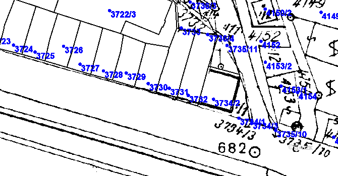 Parcela st. 3731 v KÚ Mutěnice, Katastrální mapa