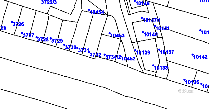 Parcela st. 3734/2 v KÚ Mutěnice, Katastrální mapa