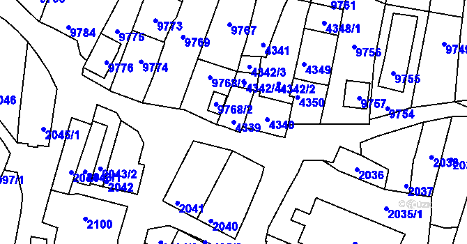 Parcela st. 4339 v KÚ Mutěnice, Katastrální mapa