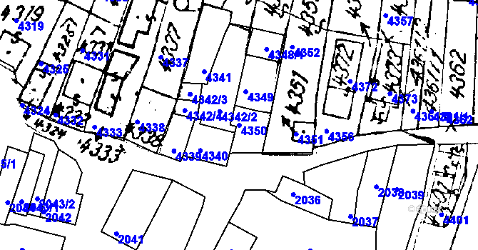 Parcela st. 4350 v KÚ Mutěnice, Katastrální mapa
