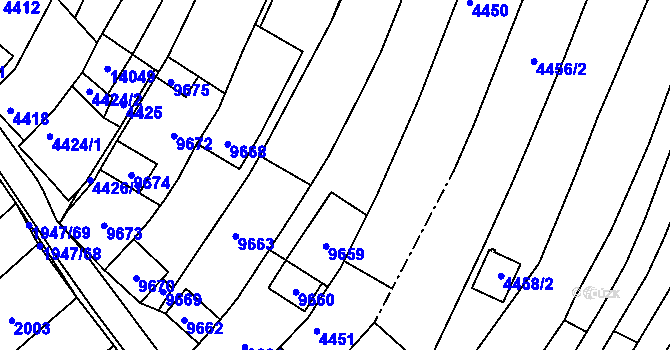 Parcela st. 4443/1 v KÚ Mutěnice, Katastrální mapa