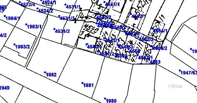 Parcela st. 4547/2 v KÚ Mutěnice, Katastrální mapa