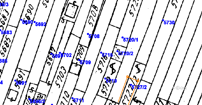 Parcela st. 5716 v KÚ Mutěnice, Katastrální mapa