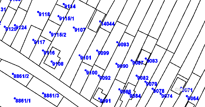 Parcela st. 5895 v KÚ Mutěnice, Katastrální mapa