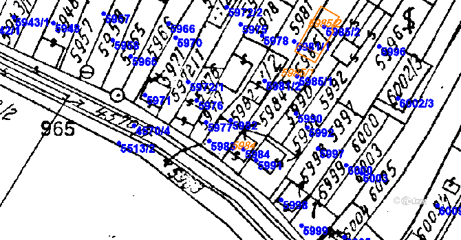 Parcela st. 5982 v KÚ Mutěnice, Katastrální mapa