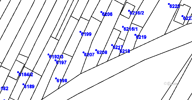 Parcela st. 6208 v KÚ Mutěnice, Katastrální mapa