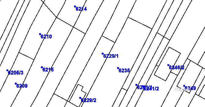 Parcela st. 6229/1 v KÚ Mutěnice, Katastrální mapa