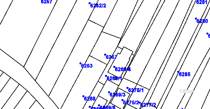 Parcela st. 6267 v KÚ Mutěnice, Katastrální mapa