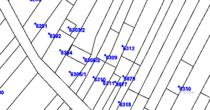 Parcela st. 6309 v KÚ Mutěnice, Katastrální mapa