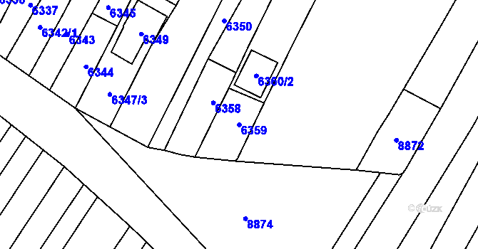 Parcela st. 6359 v KÚ Mutěnice, Katastrální mapa