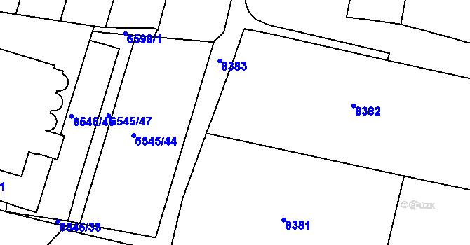Parcela st. 6545/2 v KÚ Mutěnice, Katastrální mapa