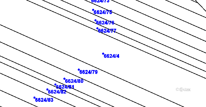 Parcela st. 6624/4 v KÚ Mutěnice, Katastrální mapa