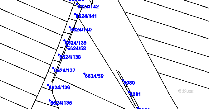 Parcela st. 6624/7 v KÚ Mutěnice, Katastrální mapa