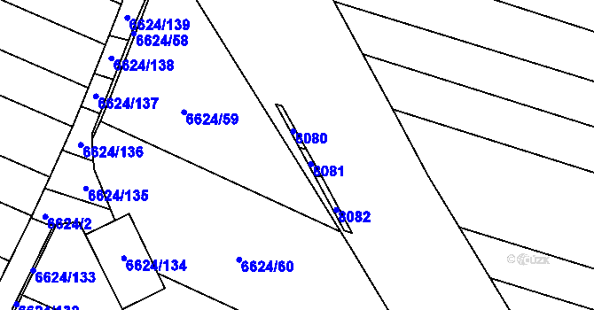 Parcela st. 6624/9 v KÚ Mutěnice, Katastrální mapa