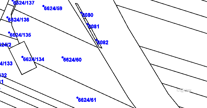 Parcela st. 6624/11 v KÚ Mutěnice, Katastrální mapa