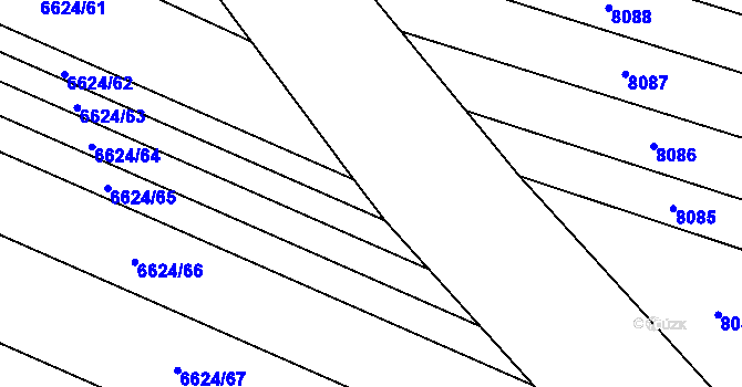 Parcela st. 6624/16 v KÚ Mutěnice, Katastrální mapa