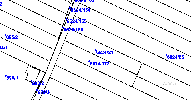 Parcela st. 6624/21 v KÚ Mutěnice, Katastrální mapa