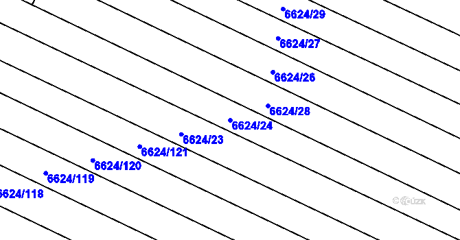 Parcela st. 6624/24 v KÚ Mutěnice, Katastrální mapa
