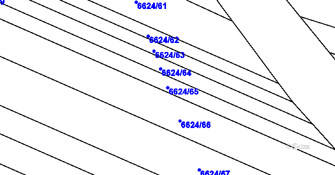 Parcela st. 6624/65 v KÚ Mutěnice, Katastrální mapa