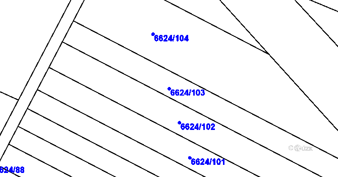 Parcela st. 6624/103 v KÚ Mutěnice, Katastrální mapa