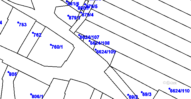Parcela st. 6624/109 v KÚ Mutěnice, Katastrální mapa