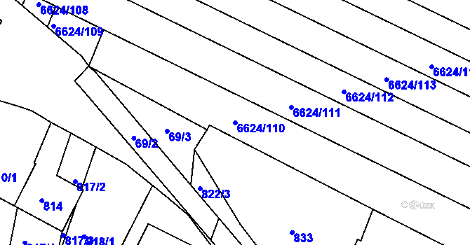 Parcela st. 6624/110 v KÚ Mutěnice, Katastrální mapa