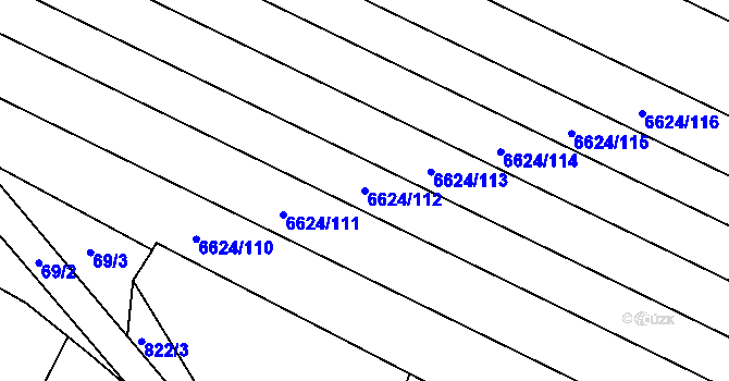 Parcela st. 6624/112 v KÚ Mutěnice, Katastrální mapa