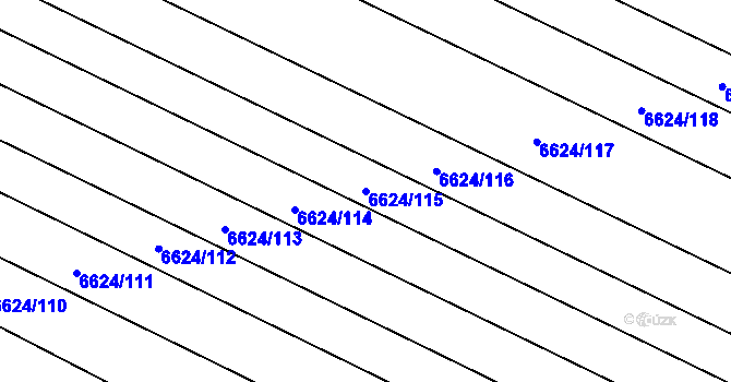 Parcela st. 6624/115 v KÚ Mutěnice, Katastrální mapa