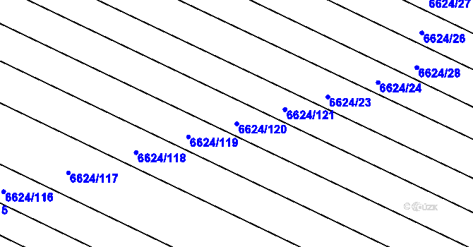 Parcela st. 6624/120 v KÚ Mutěnice, Katastrální mapa