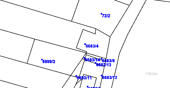 Parcela st. 6683/4 v KÚ Mutěnice, Katastrální mapa