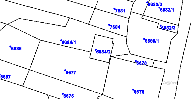 Parcela st. 6684/2 v KÚ Mutěnice, Katastrální mapa