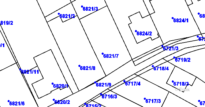 Parcela st. 6821/7 v KÚ Mutěnice, Katastrální mapa