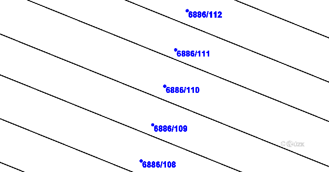 Parcela st. 6886/110 v KÚ Mutěnice, Katastrální mapa