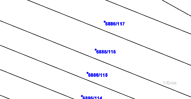 Parcela st. 6886/116 v KÚ Mutěnice, Katastrální mapa