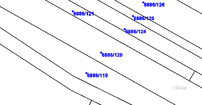 Parcela st. 6886/120 v KÚ Mutěnice, Katastrální mapa