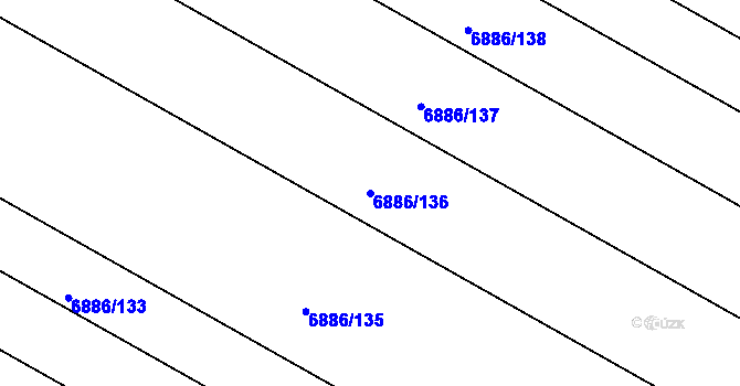 Parcela st. 6886/136 v KÚ Mutěnice, Katastrální mapa