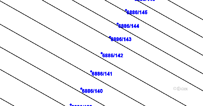 Parcela st. 6886/142 v KÚ Mutěnice, Katastrální mapa