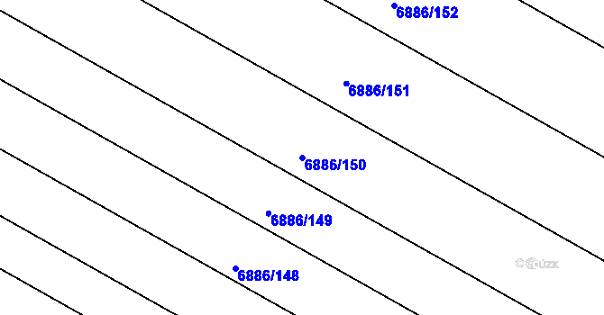 Parcela st. 6886/150 v KÚ Mutěnice, Katastrální mapa