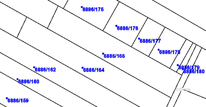 Parcela st. 6886/166 v KÚ Mutěnice, Katastrální mapa