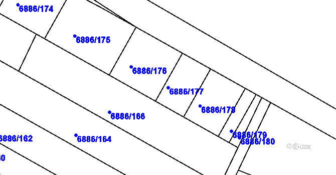 Parcela st. 6886/177 v KÚ Mutěnice, Katastrální mapa